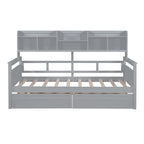 Daybed singolo (80 x 190 cm) con 2 cassetti e ripiano in colori Espresso, Grigio, Bianco.
