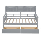 Daybed singolo (80 x 190 cm) con 2 cassetti e ripiano in colori Espresso, Grigio, Bianco.