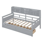 Daybed singolo (80 x 190 cm) con 2 cassetti e ripiano in colori Espresso, Grigio, Bianco.