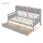 Daybed singolo (80 x 190 cm) con 2 cassetti e ripiano in colori Espresso, Grigio, Bianco.