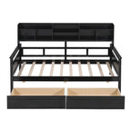 Daybed singolo (80 x 190 cm) con 2 cassetti e ripiano in colori Espresso, Grigio, Bianco.