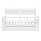 Daybed singolo (80 x 190 cm) con 2 cassetti e ripiano in colori Espresso, Grigio, Bianco.