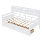 Daybed singolo (80 x 190 cm) con 2 cassetti e ripiano in colori Espresso, Grigio, Bianco.
