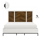 Letto con testiera Chevron bicolore bianco e noce, 1 posto