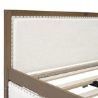 Divano letto imbottito in lino, formato matrimoniale, con rotelle estraibili, colore legno, per 2 persone