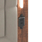 Letto Matrimoniale Marrone Grigio, Testiera Imbottita, LED e USB, per 2 Persone