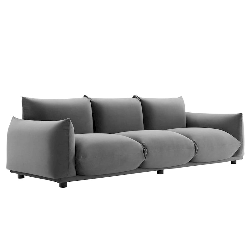 Divano 3 posti in velluto "Performance" grigio / cognac / blu scuro / rosa cipria