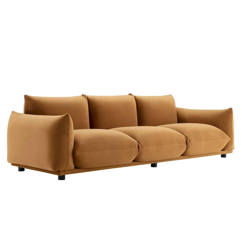 Divano 3 posti in velluto "Performance" grigio / cognac / blu scuro / rosa cipria