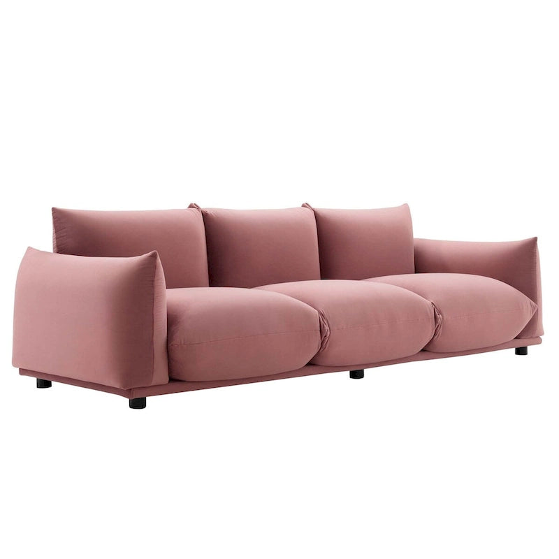 Divano 3 posti in velluto "Performance" grigio / cognac / blu scuro / rosa cipria