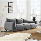 Divano 3 posti in velluto "Performance" grigio / cognac / blu scuro / rosa cipria