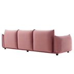 Divano 3 posti in velluto "Performance" grigio / cognac / blu scuro / rosa cipria