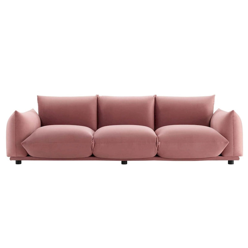 Divano 3 posti in velluto "Performance" grigio / cognac / blu scuro / rosa cipria