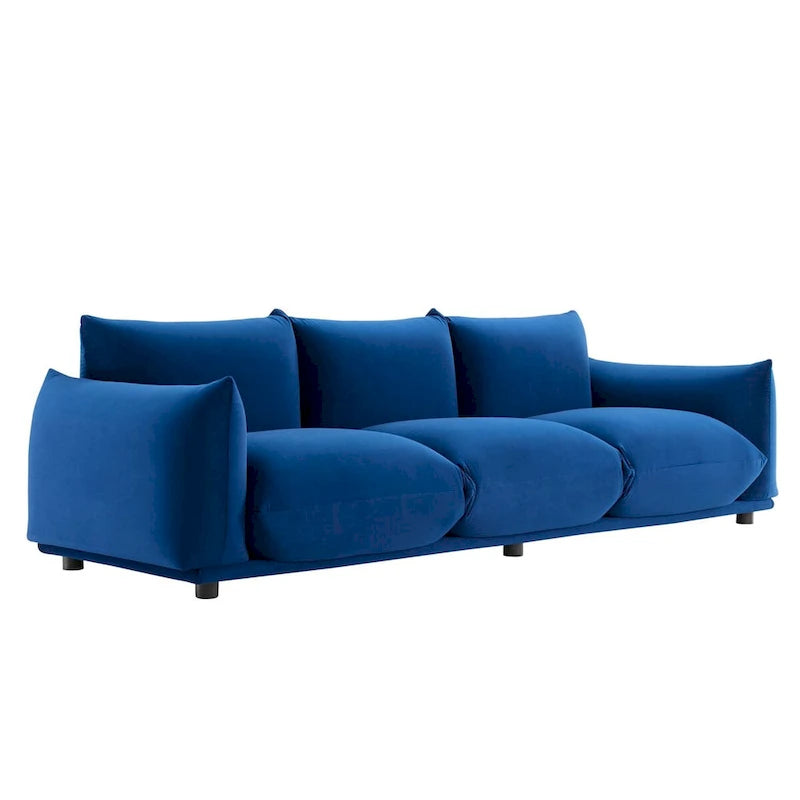 Divano 3 posti in velluto "Performance" grigio / cognac / blu scuro / rosa cipria