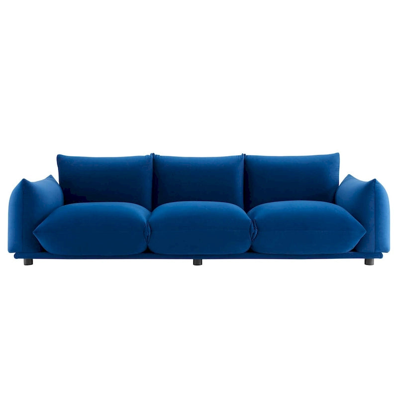 Divano 3 posti in velluto "Performance" grigio / cognac / blu scuro / rosa cipria