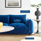 Divano 3 posti in velluto "Performance" grigio / cognac / blu scuro / rosa cipria