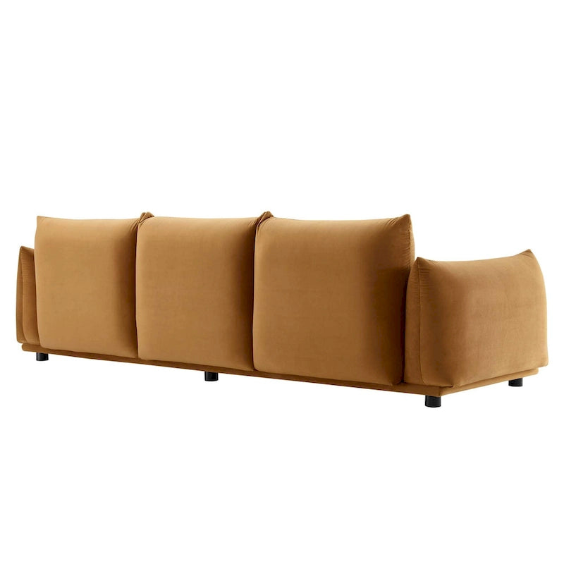 Divano 3 posti in velluto "Performance" grigio / cognac / blu scuro / rosa cipria