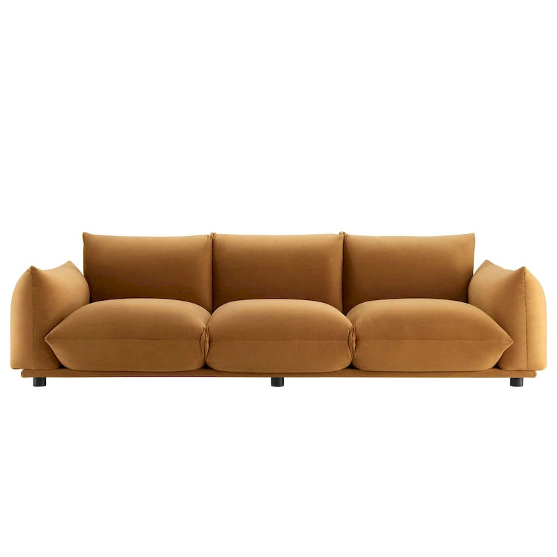 Divano 3 posti in velluto "Performance" grigio / cognac / blu scuro / rosa cipria