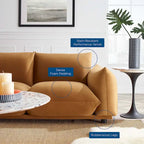 Divano 3 posti in velluto "Performance" grigio / cognac / blu scuro / rosa cipria