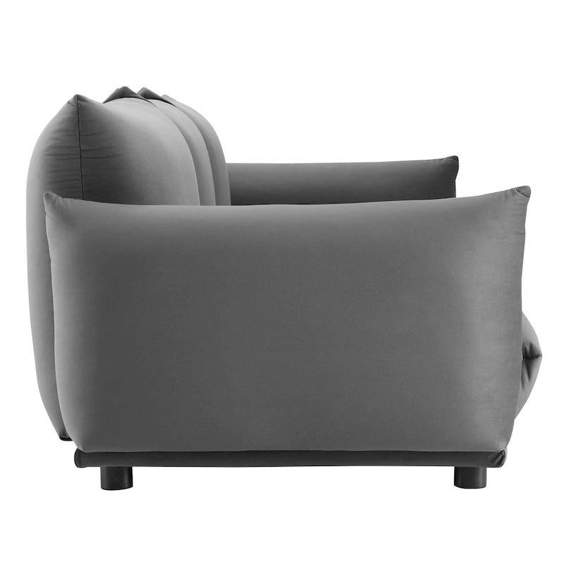 Divano 3 posti in velluto "Performance" grigio / cognac / blu scuro / rosa cipria