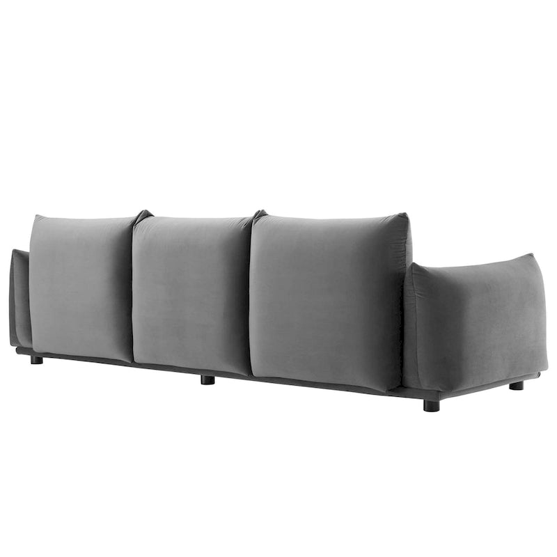 Divano 3 posti in velluto "Performance" grigio / cognac / blu scuro / rosa cipria