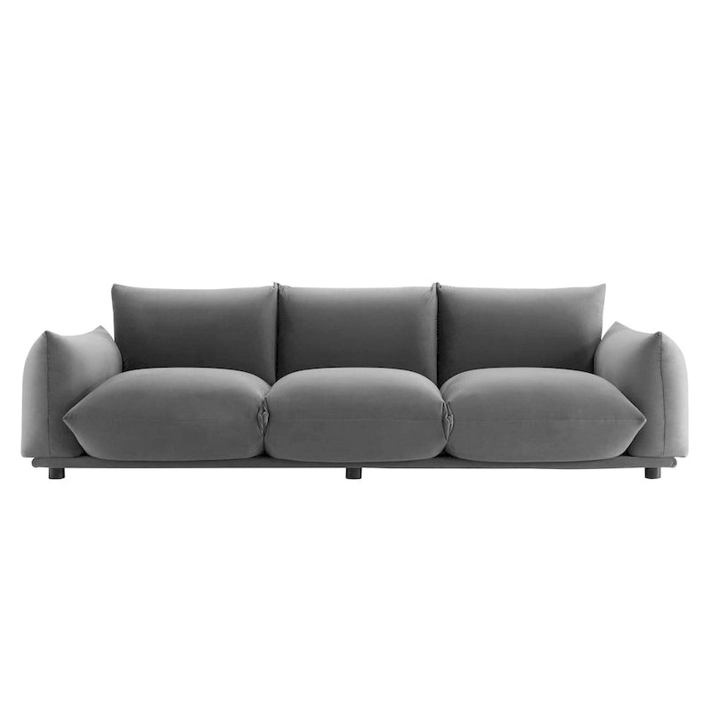 Divano 3 posti in velluto "Performance" grigio / cognac / blu scuro / rosa cipria
