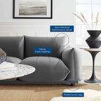 Divano 3 posti in velluto "Performance" grigio / cognac / blu scuro / rosa cipria