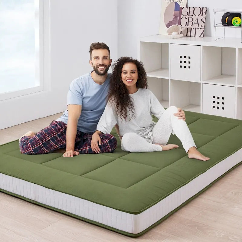 Materasso futon da 6 pollici verde / nero / blu scuro, singolo / a una piazza e mezza / matrimoniale, singolo