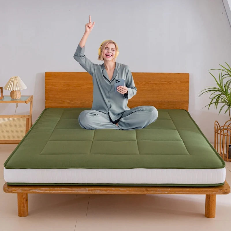 Materasso futon da 6 pollici verde / nero / blu scuro, singolo / a una piazza e mezza / matrimoniale, singolo