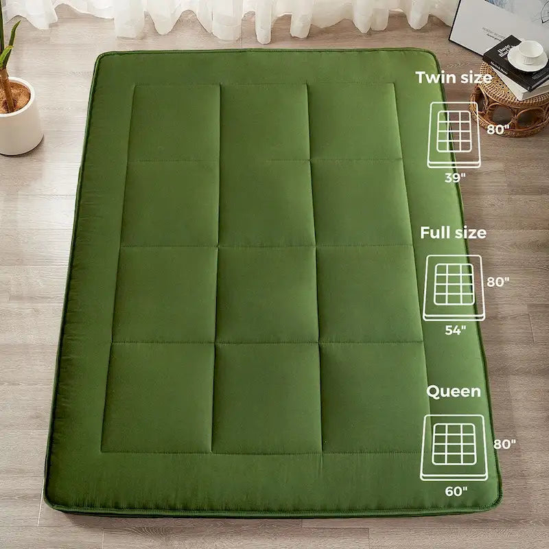 Materasso futon da 6 pollici verde / nero / blu scuro, singolo / a una piazza e mezza / matrimoniale, singolo