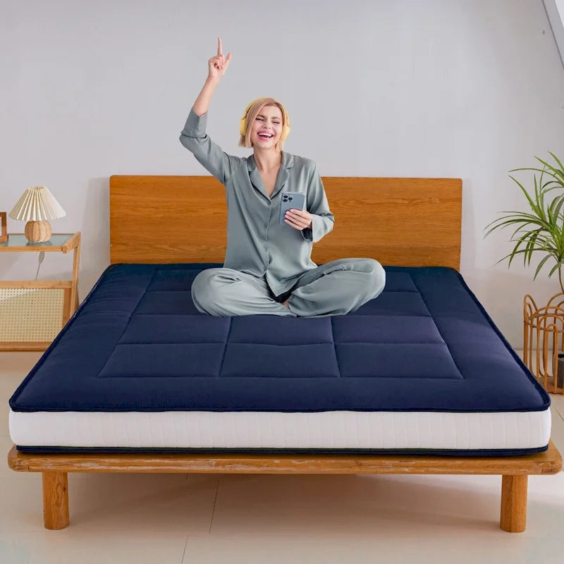 Materasso futon da 6 pollici verde / nero / blu scuro, singolo / a una piazza e mezza / matrimoniale, singolo