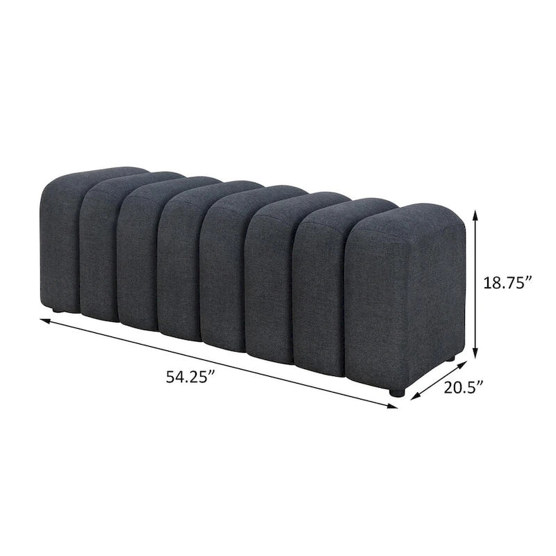 Panca decorativa senza braccioli trapuntata a canali, singolo posto, giallo senape/blu pavone/antracite