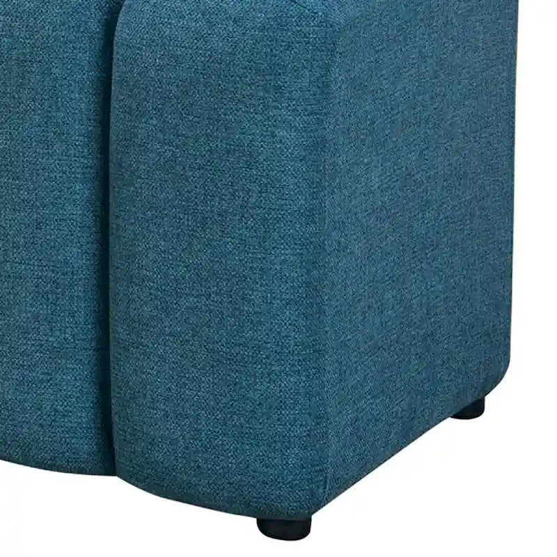 Panca decorativa senza braccioli trapuntata a canali, singolo posto, giallo senape/blu pavone/antracite