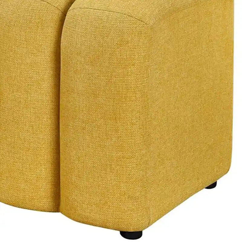 Panca decorativa senza braccioli trapuntata a canali, singolo posto, giallo senape/blu pavone/antracite