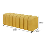Panca decorativa senza braccioli trapuntata a canali, singolo posto, giallo senape/blu pavone/antracite