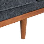 Divanetto due posti trapuntato Mid-Century Modern blu navy / beige scuro / antracite, gambe in noce scuro