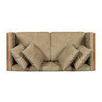 Divanetto due posti trapuntato Mid-Century Modern blu navy / beige scuro / antracite, gambe in noce scuro