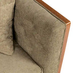 Divanetto due posti trapuntato Mid-Century Modern blu navy / beige scuro / antracite, gambe in noce scuro