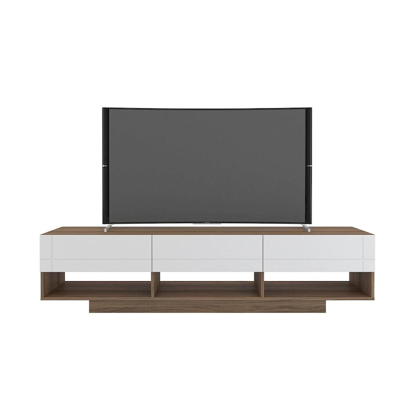 Mobile TV a 3 cassetti da 72" Bianco/Marrone, adatto a TV fino a 80", Montaggio per 1 persona