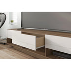 Mobile TV a 3 cassetti da 72" Bianco/Marrone, adatto a TV fino a 80", Montaggio per 1 persona