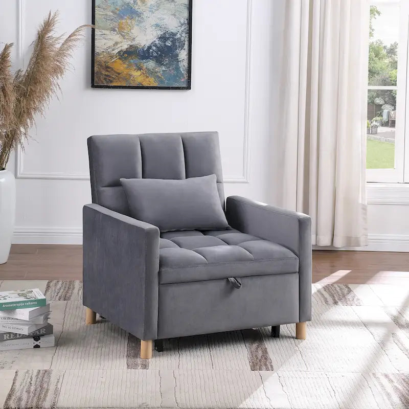 Divano Letto Convertibile, Poltrona Letto Reclinabile Regolabile 3-in-1, Singolo