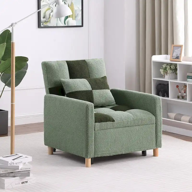 Divano Letto Convertibile, Poltrona Letto Reclinabile Regolabile 3-in-1, Singolo
