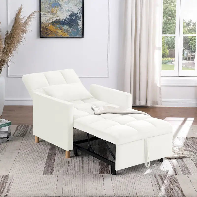 Divano Letto Convertibile, Poltrona Letto Reclinabile Regolabile 3-in-1, Singolo