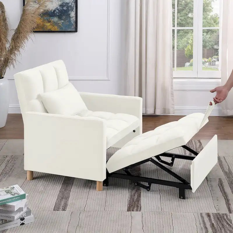 Divano Letto Convertibile, Poltrona Letto Reclinabile Regolabile 3-in-1, Singolo