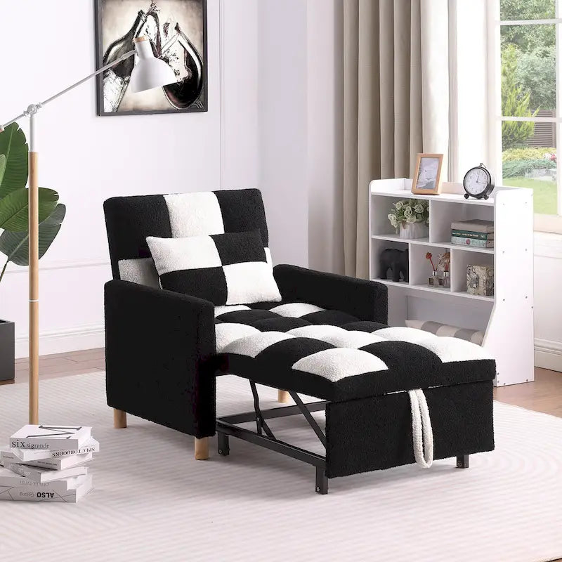 Divano Letto Convertibile, Poltrona Letto Reclinabile Regolabile 3-in-1, Singolo