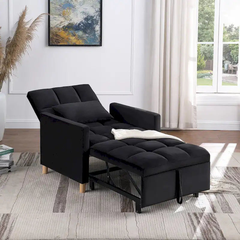 Divano Letto Convertibile, Poltrona Letto Reclinabile Regolabile 3-in-1, Singolo