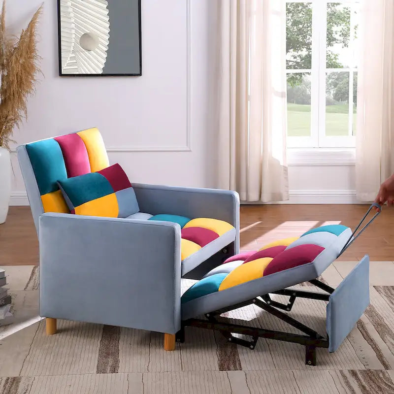 Divano Letto Convertibile, Poltrona Letto Reclinabile Regolabile 3-in-1, Singolo