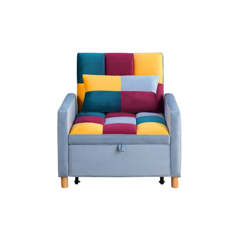 Divano Letto Convertibile, Poltrona Letto Reclinabile Regolabile 3-in-1, Singolo