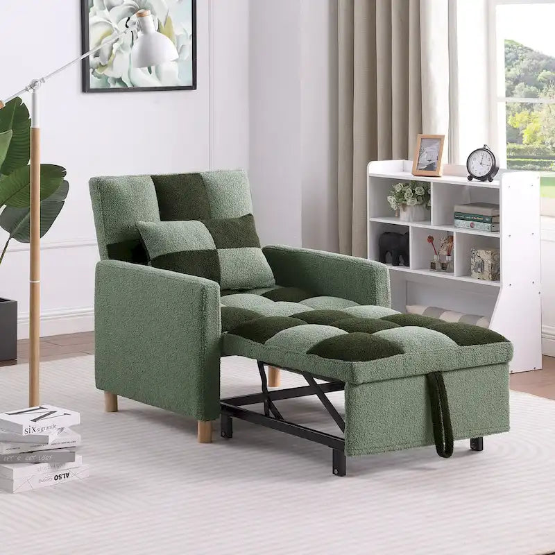 Divano Letto Convertibile, Poltrona Letto Reclinabile Regolabile 3-in-1, Singolo