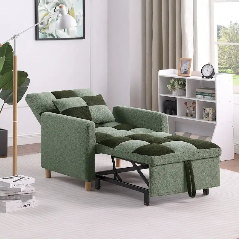 Divano Letto Convertibile, Poltrona Letto Reclinabile Regolabile 3-in-1, Singolo