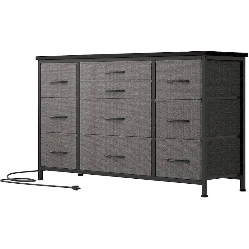 Cassettiera in tessuto a 10 cassetti con ciabatta, per 1 persona – Grigio / Rosa / Marrone / Nero / Antracite